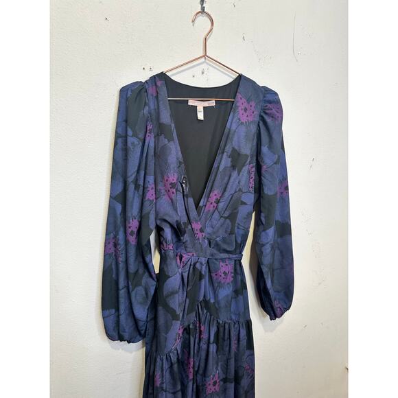 HUTCH Women's Purple Floral Wrap Long Sleeve Lima A-Line Dress Size Extra Large - Picture 5 of 15